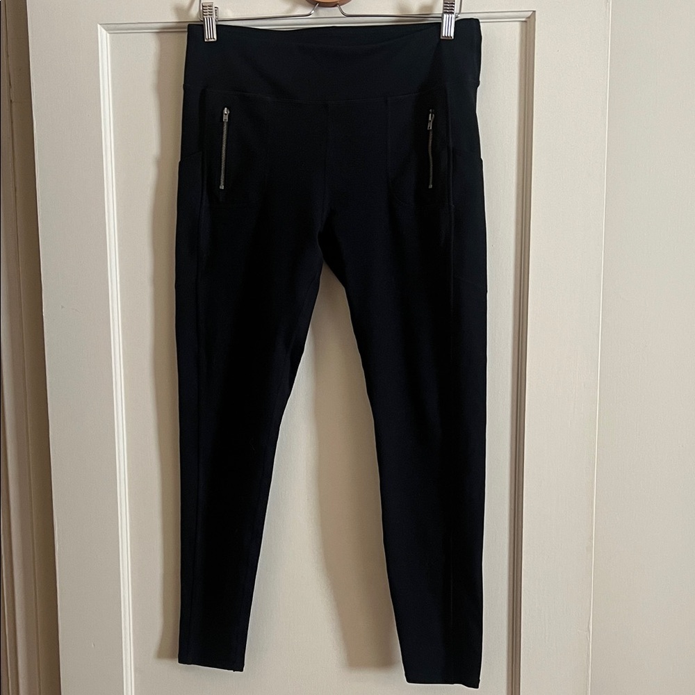 Fabletics Black High-Waisted Leggings with Zipper Pockets